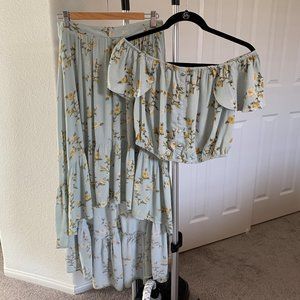 Floral crop top and skirt set